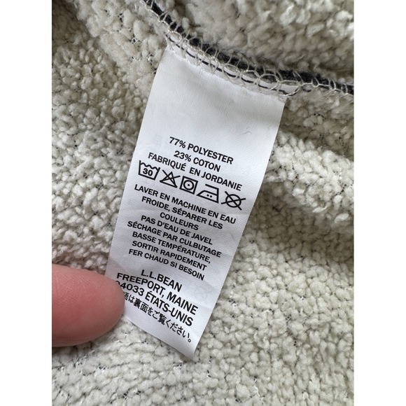 LL Bean Sherpa Lined Waffle Henley Sweater Pullover Quarter Snap Gray Mens Large - Picture 5 of 9